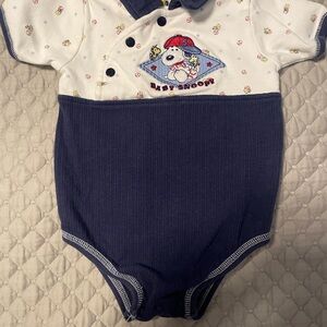 Baby Snoopy Vintage Navy and White Baby One Piece
